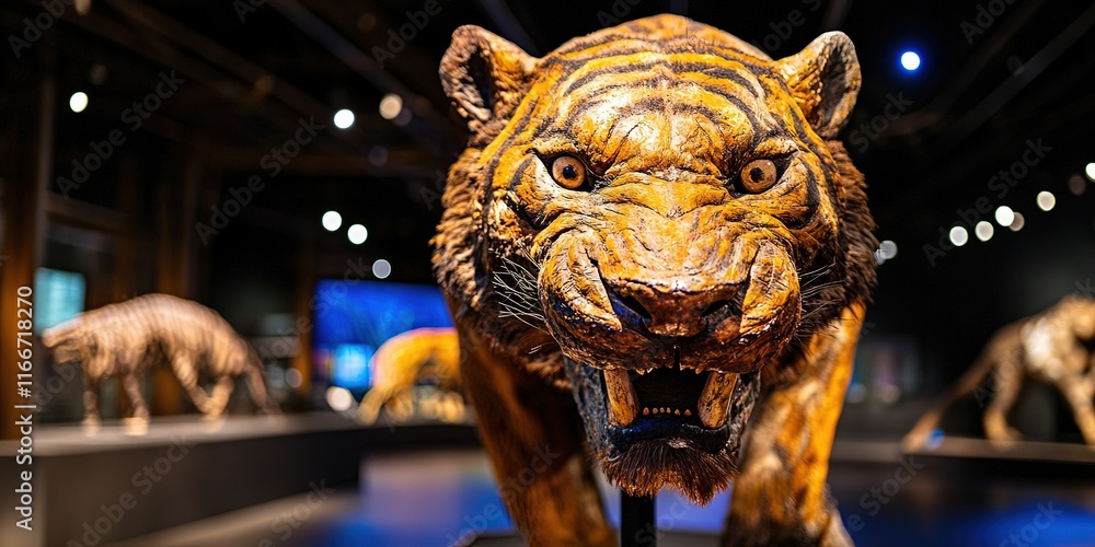 Canvas Prints saber-toothed tiger display in museum 