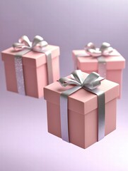 Obraz premium Pink Gift Boxes with Silver Ribbons