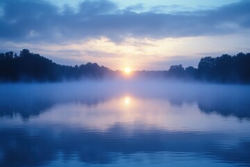 Fototapeta premium Sunset over calm lake