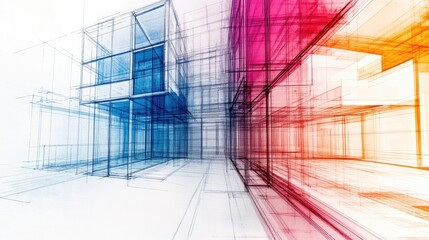 Obraz premium Architectural design and renovation plans with color palettes