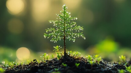 A_green_tree_covered_in_water_dew_--ar