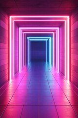Fototapeta premium Neon Lit Hallway