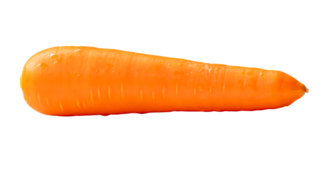 Side view of one fresh orange carrot isolated with clipping path in png file format