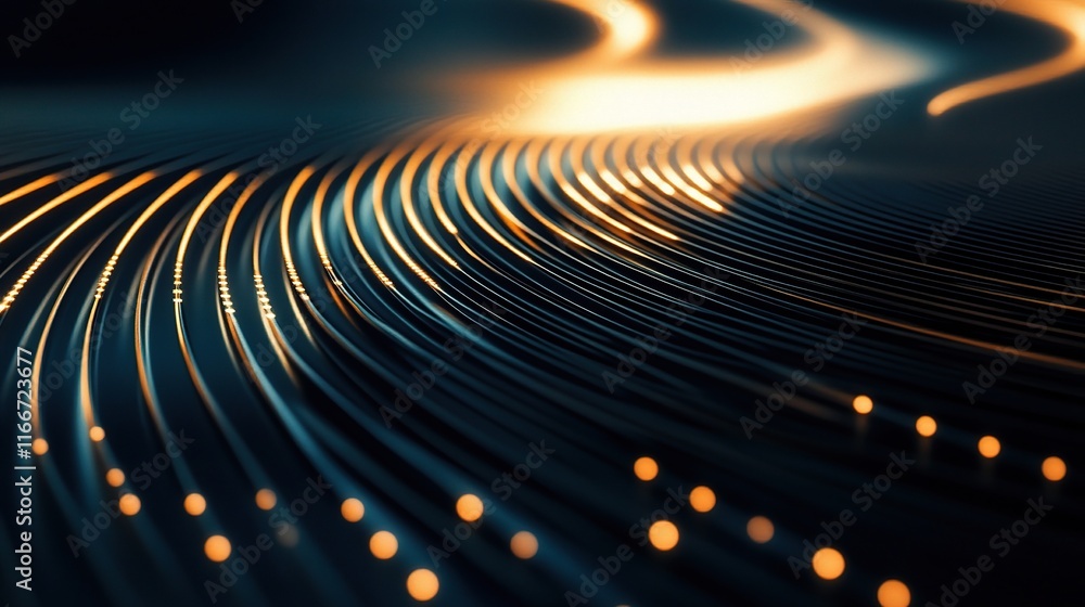 Poster abstract technological network with circles and lines in motion