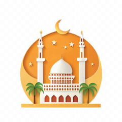 abstract 3d Islamic mosques design isolated on white background