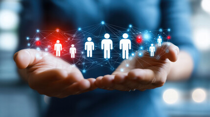 Hands holding digital family tree, representing genetic connections and relationships. This visualization highlights importance of ancestry and personal heritage