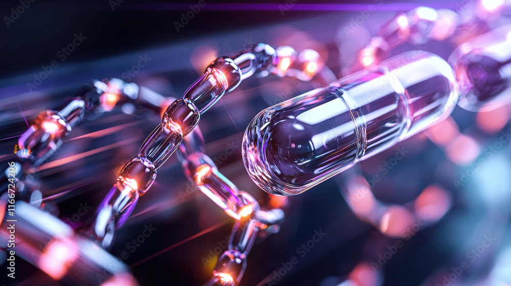 Poster smart pill technology representing breakthrough in healthcare innovation, showcasing transparent cap