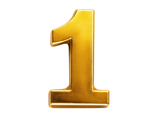 golden 3d number 1 or one on white