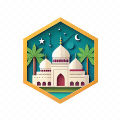 abstract 3d Islamic mosques design isolated on white background