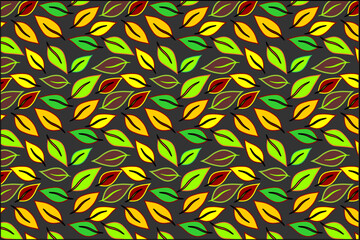 Fototapeta premium Seamless patten of leaf. Colorful leaves pattern background. Decorative leaf pattern background. Minimalist leaf pattern background.