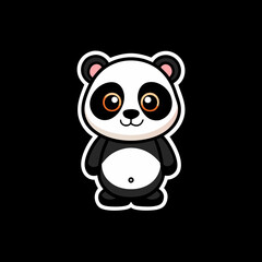 Cute Panda Sticker Vector Illustration

