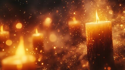 Illuminating Candlelight Ceremony Enchanted Forest Magical Atmosphere Evening Glow Tranquil