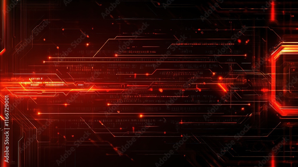 Aufkleber glowing digital grids background in red and black for tech design