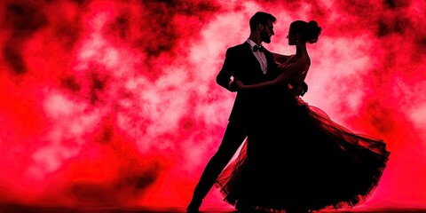 ballroom dancers - man and woman couple in formal dancing outfits