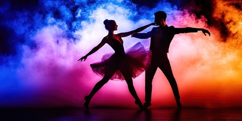 Fototapeta premium ballroom dancers - man and woman couple in formal dancing outfits