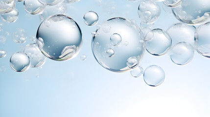 Crystal Clear Water Bubbles Suspended in a Serene Aqua Background