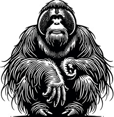 Orangutan vector black silhouette cricut design for T-shirt