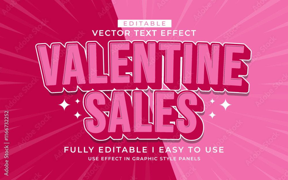 Poster 3d editable valentine style text effect typography style template