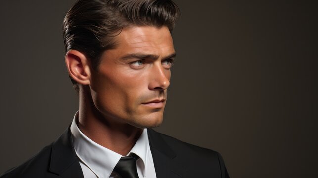 Elegant Man in Suit, Profile Portrait