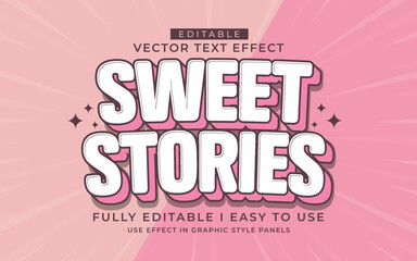 3d editable sweet stories text effect typography style template