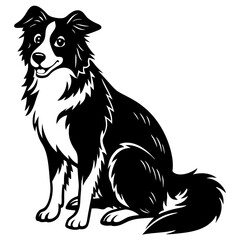 Fototapeta premium border collie Dog black silhouette vector, Simple silhouette Design vector icon with white background