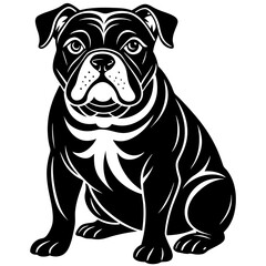 bulldog Dog black silhouette vector, Simple silhouette Design vector icon with white background
