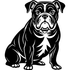 bulldog Dog black silhouette vector, Simple silhouette Design vector icon with white background