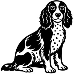 french spaniel Dog black silhouette vector, Simple silhouette Design vector icon with white background