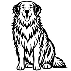  great pyrenees Dog black silhouette vector, Simple silhouette Design vector icon with white background