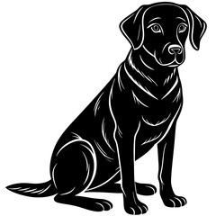  labrador retriever Dog black silhouette vector, Simple silhouette Design vector icon with white background
