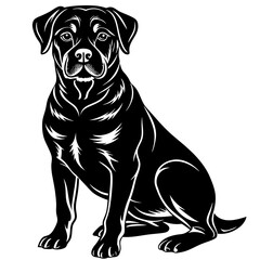 Rottweiler Dog black silhouette vector, Simple silhouette Design vector icon with white background