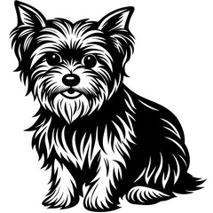 Yorkshire terrier Dog black silhouette vector, Simple silhouette Design vector icon with white background