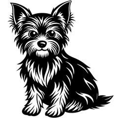 Yorkshire terrier Dog black silhouette vector, Simple silhouette Design vector icon with white background