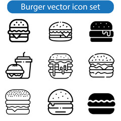 Burger icon vector of fast food set for UI and UX, website or mobile application on white background.