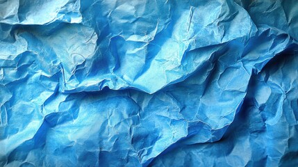 Fototapeta premium Crumpled blue paper texture background. (1)
