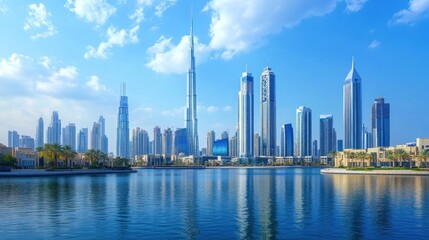 Fototapeta premium Dubai Skyline: A Stunning Panoramic View of Modern Architecture