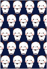 cute panda cartoon pattern on dark blue background