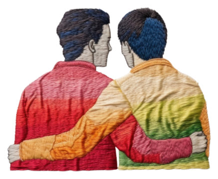 Adult art representation togetherness.