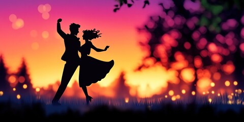 Naklejka premium 2D animation swing dancers