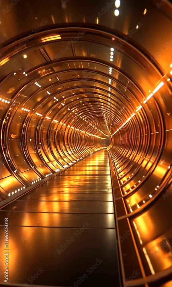 Aufkleber futuristic tunnel with glowing orange lights and sleek design creates mesmerizing atmosphere, enhanc