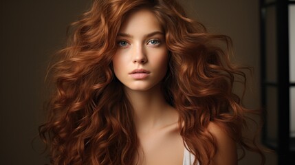 Obraz premium Stunning Portrait of a Woman with Luxurious Red Curls