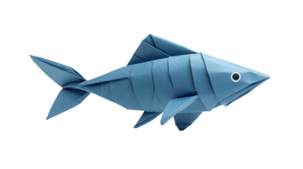 Blue fish paper craft, PNG transparent