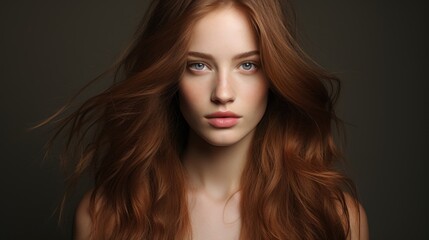 Fototapeta premium Portrait of a Young Woman with Long, Flowing Red Hair