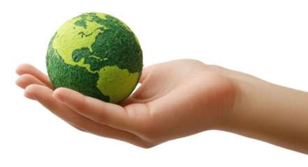 PNG Hand globe sustainability eco-friendly.