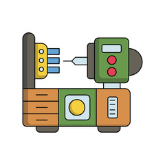 Lathe Machine color line icon with white background vector stock illustration