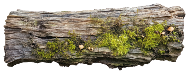 PNG Oak wooden plank moss mushrooms texture.
