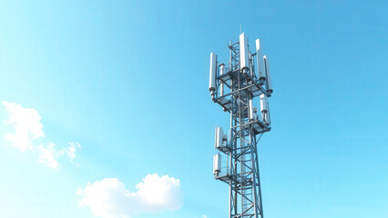 Telecommunication tower reaching for the sky on a sunny day