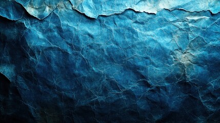 Obraz premium Deep blue crumpled paper texture background.