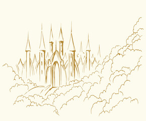 Vector drawing. Big Hevenly city