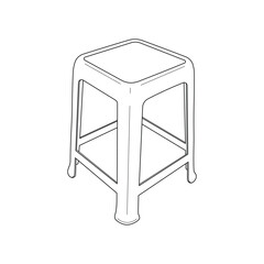 Hand drawn kids drawing vector illustration plastic chair cartoon isolated